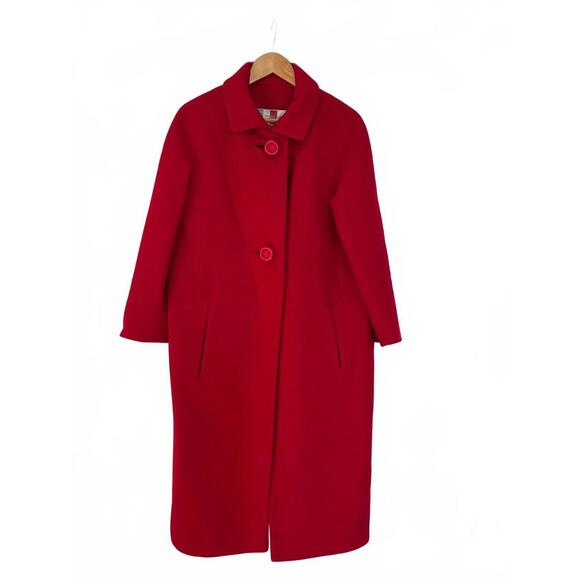 VINTAGE Red Joseph Magnin Forstmann Coat by Serge Lepage - Picture 1 of 15